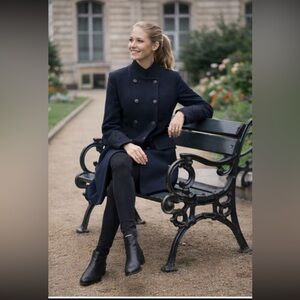 NWT The Kooples “Chill Out” Wool  Military Victorian style  Coat in Navy Sz XS